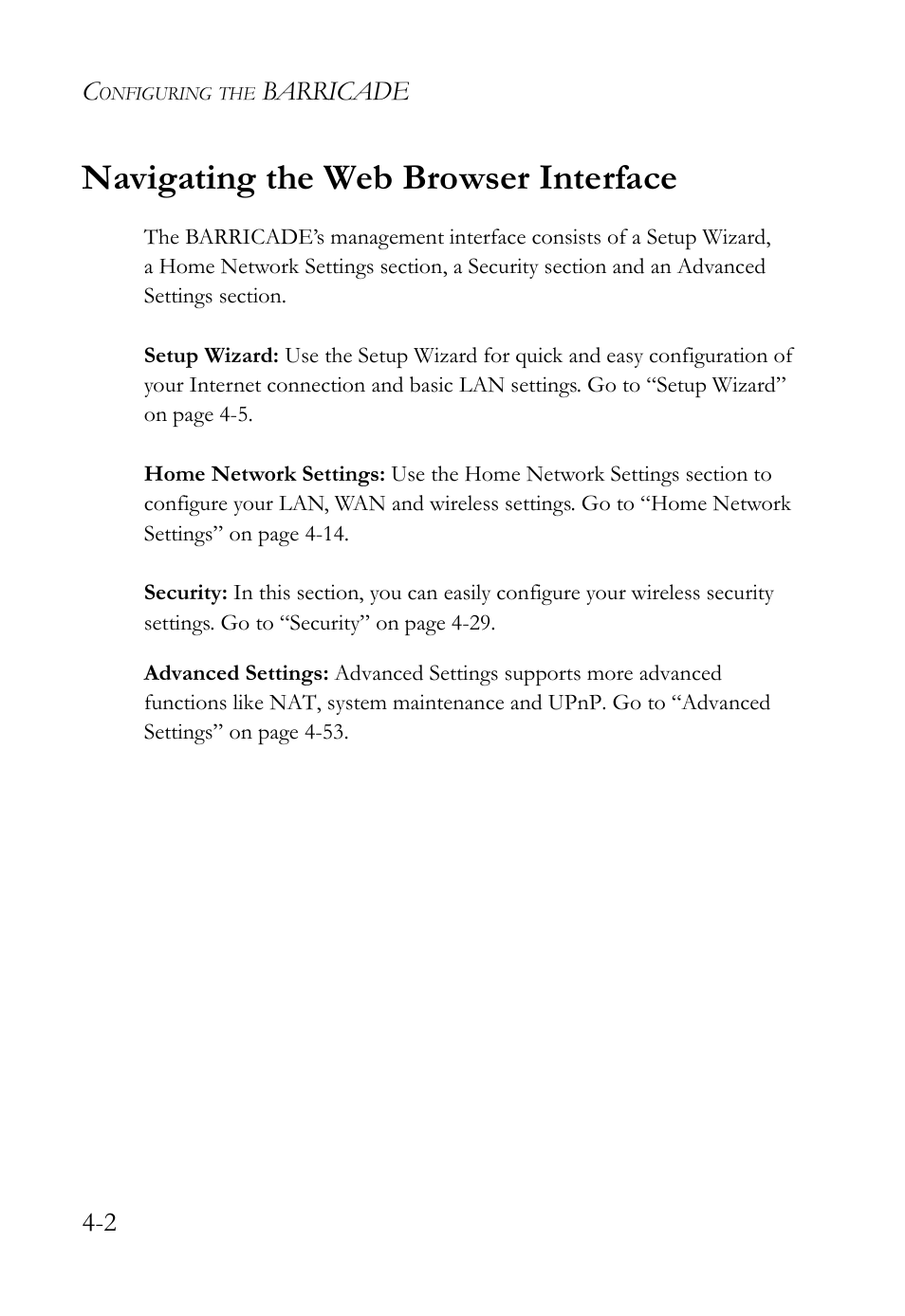 Navigating the web browser interface, Navigating the web browser interface -2 | SMC Networks SMC Barricade g SMCWBR14-G2 User Manual | Page 46 / 132