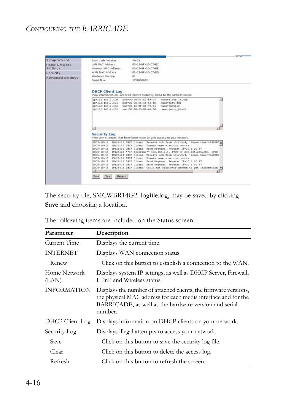 Barricade 4-16 | SMC Networks SMC Barricade g SMCWBR14-G2 User Manual | Page 60 / 132