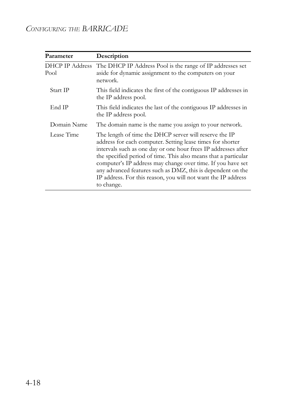 Barricade 4-18 | SMC Networks SMC Barricade g SMCWBR14-G2 User Manual | Page 62 / 132
