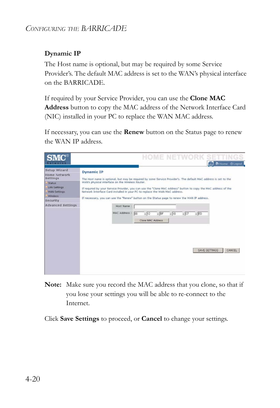 Barricade 4-20 | SMC Networks SMC Barricade g SMCWBR14-G2 User Manual | Page 64 / 132