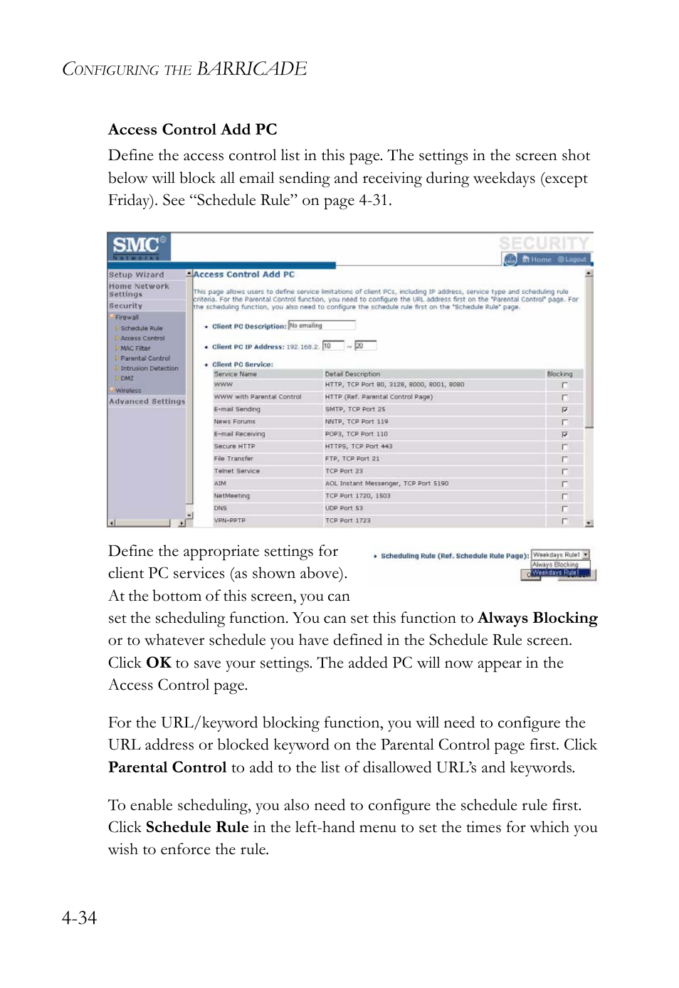 Barricade 4-34 | SMC Networks SMC Barricade g SMCWBR14-G2 User Manual | Page 78 / 132