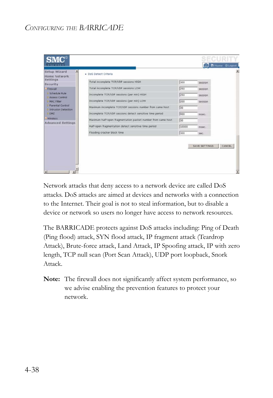 Barricade 4-38 | SMC Networks SMC Barricade g SMCWBR14-G2 User Manual | Page 82 / 132