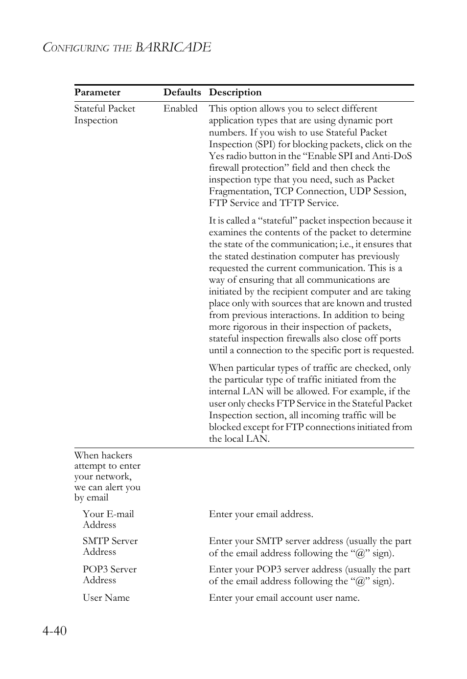 Barricade 4-40 | SMC Networks SMC Barricade g SMCWBR14-G2 User Manual | Page 84 / 132