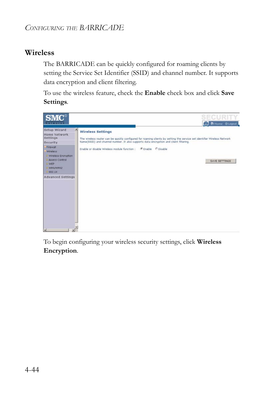 Wireless, Wireless -44 | SMC Networks SMC Barricade g SMCWBR14-G2 User Manual | Page 88 / 132