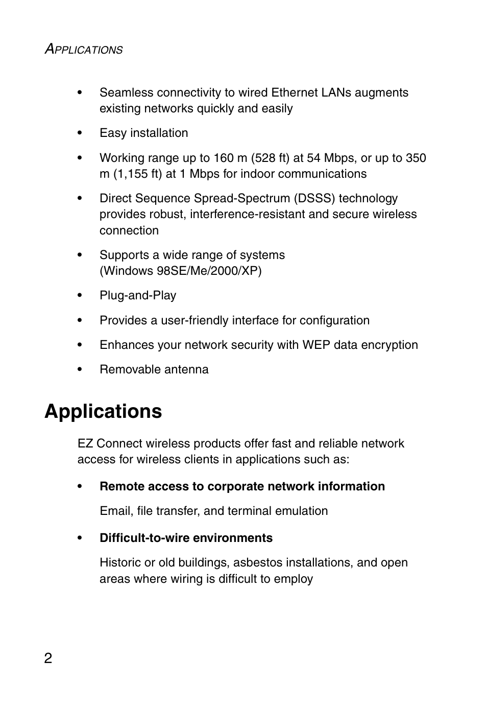 Applications | SMC Networks EZ ConnectTMg 2.4 GHz 54Mbps SMC2602W User Manual | Page 11 / 47