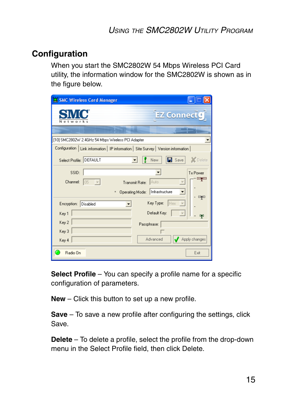 Configuration, Smc2802w u, 15 configuration | SMC Networks EZ ConnectTMg 2.4 GHz 54Mbps SMC2602W User Manual | Page 24 / 47
