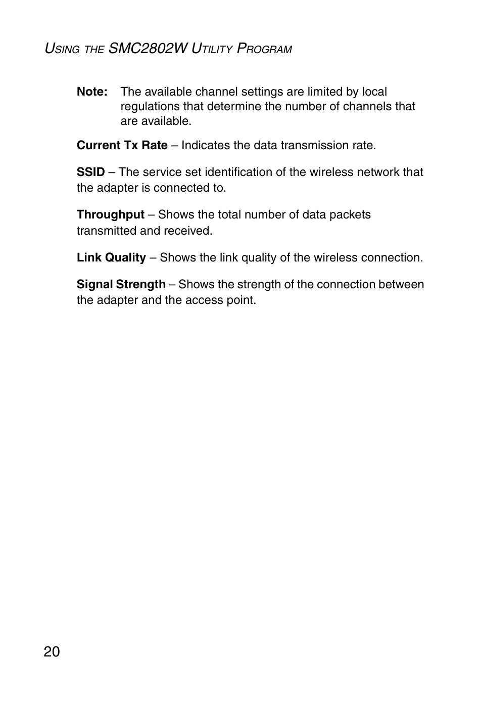 Smc2802w u | SMC Networks EZ ConnectTMg 2.4 GHz 54Mbps SMC2602W User Manual | Page 29 / 47