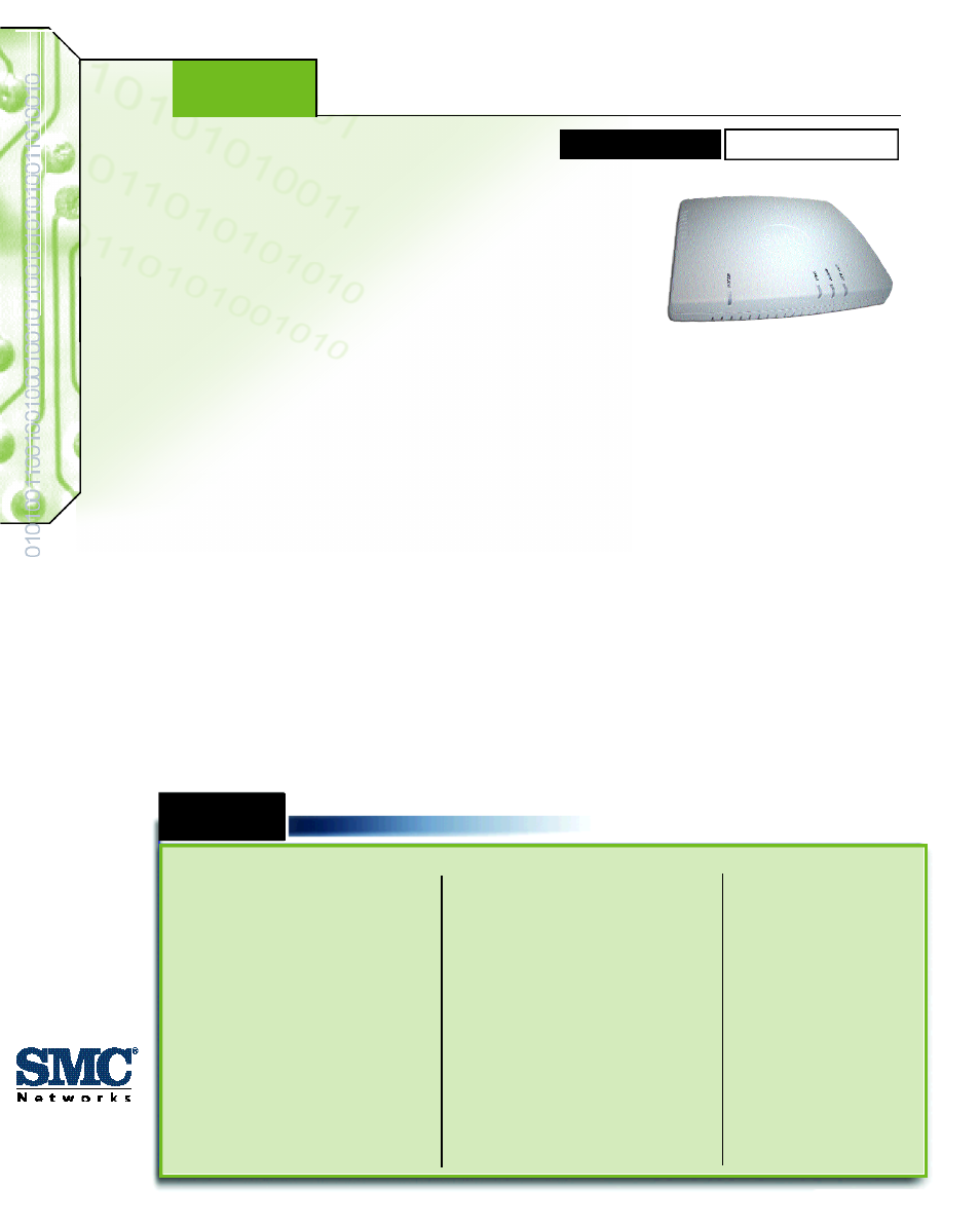 SMC Networks EZ Connect 2-Port ADSL Bridge Router SMC7003ADSL User Manual | 2 pages