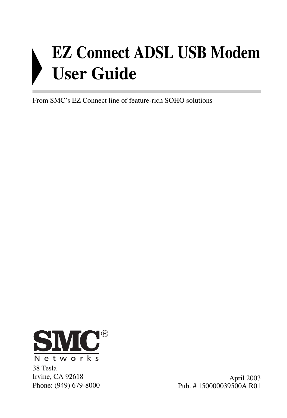 Ez connect adsl usb modem user guide | SMC Networks SMC7003USB V.2 User Manual | Page 3 / 70