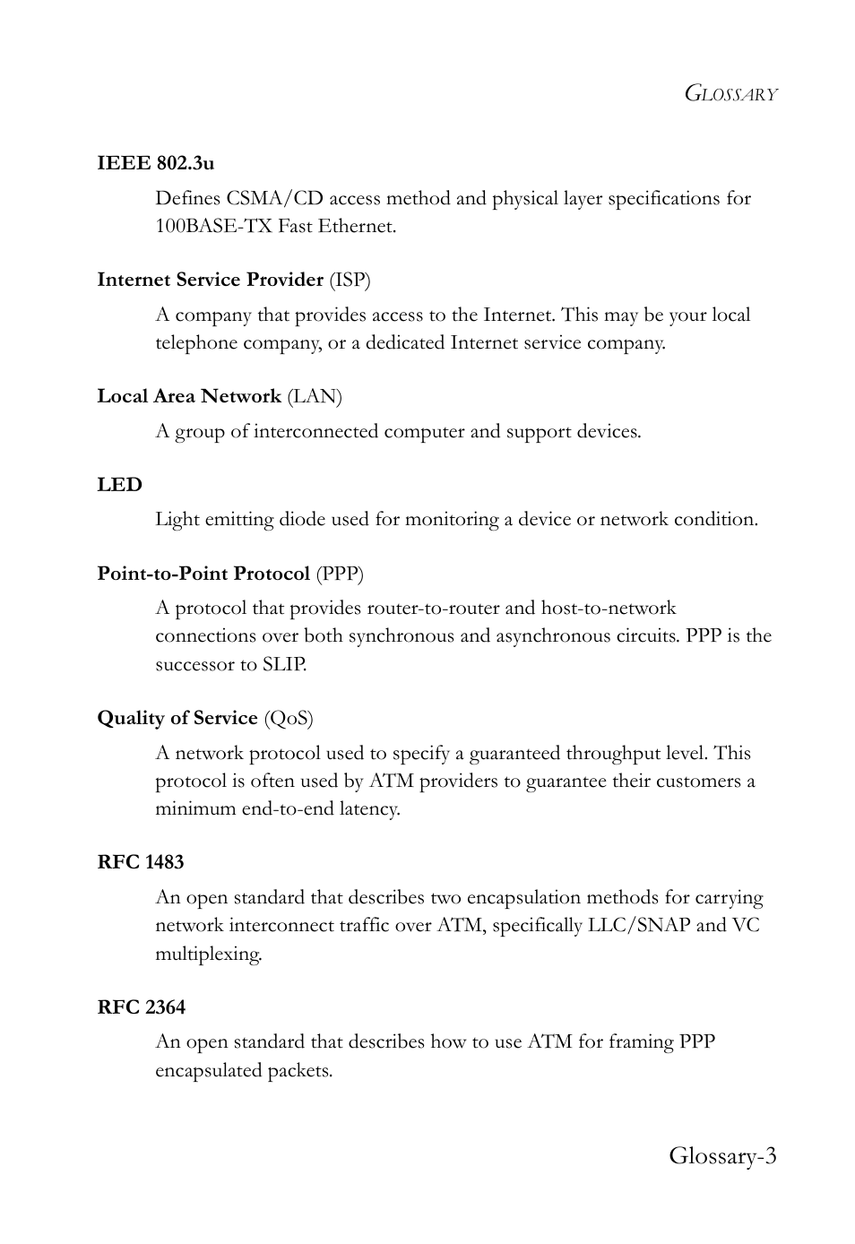 Glossary-3 | SMC Networks SMC7003USB V.2 User Manual | Page 67 / 70