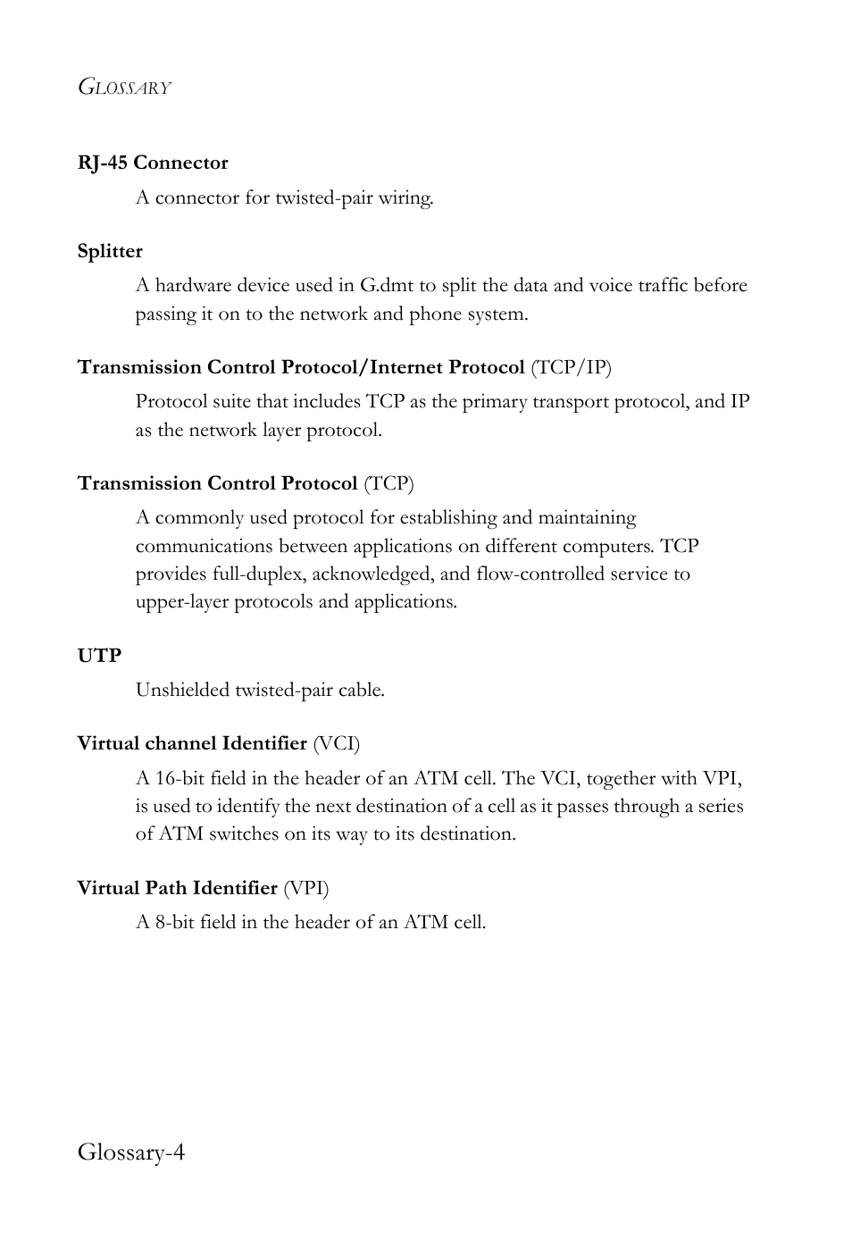 Glossary-4 | SMC Networks SMC7003USB V.2 User Manual | Page 68 / 70