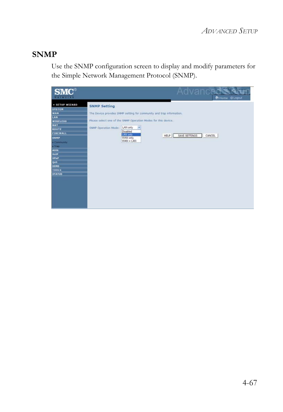 Snmp, Snmp -68 | SMC Networks Barricade SMC7908VoWBRA2 User Manual | Page 103 / 151