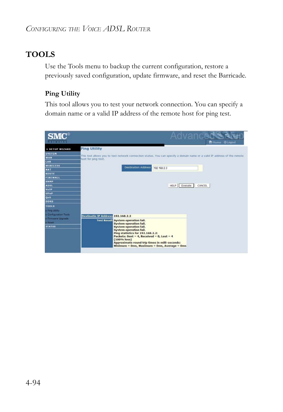 Tools, Tools -95, Adsl r | 94 tools | SMC Networks Barricade SMC7908VoWBRA2 User Manual | Page 130 / 151