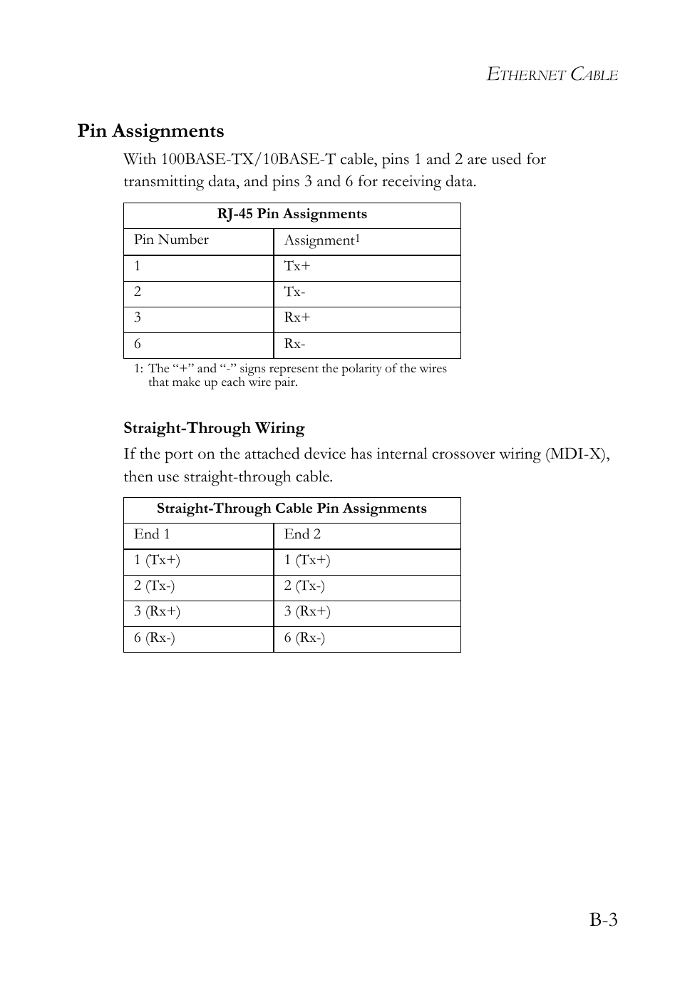 Pin assignments, B-3 pin assignments | SMC Networks Barricade SMC7908VoWBRA2 User Manual | Page 143 / 151