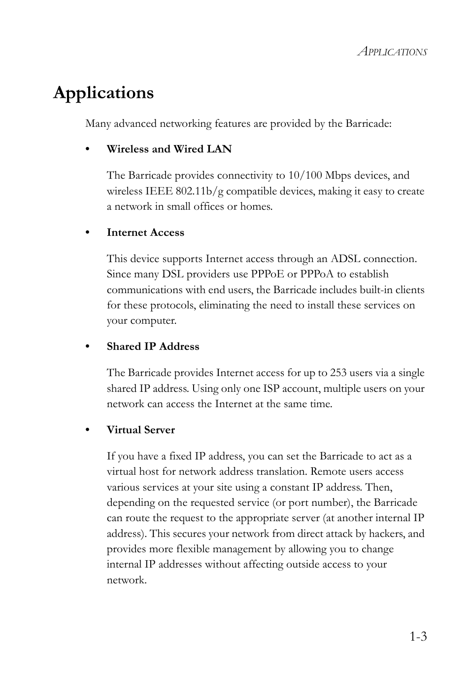 Applications, Applications -3 | SMC Networks Barricade SMC7908VoWBRA2 User Manual | Page 15 / 151