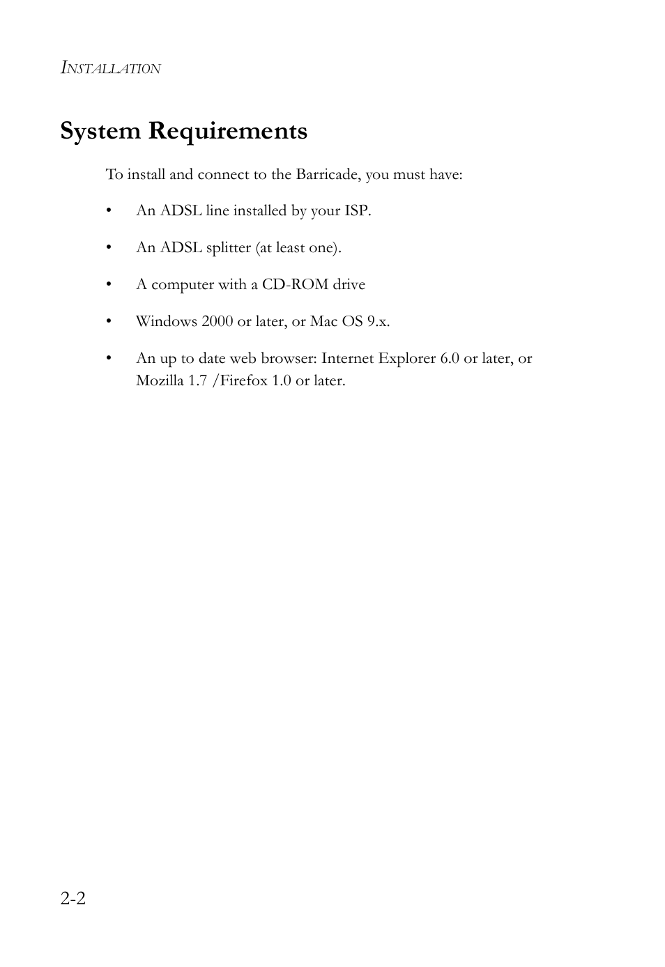System requirements, System requirements -2 | SMC Networks Barricade SMC7908VoWBRA2 User Manual | Page 18 / 151