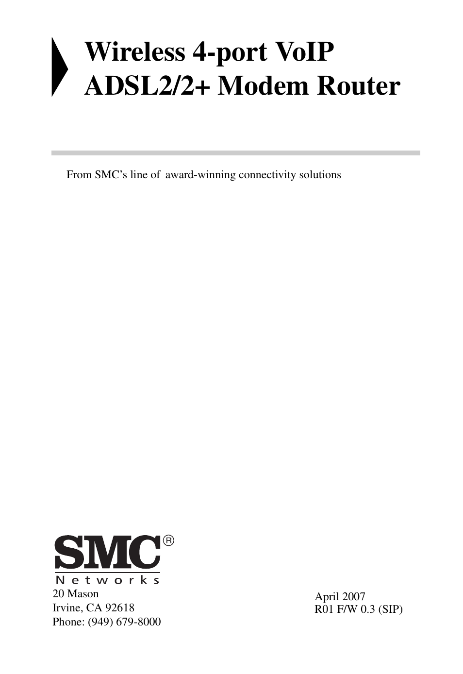 Wireless 4-port voip adsl2/2+ modem router | SMC Networks Barricade SMC7908VoWBRA2 User Manual | Page 3 / 151