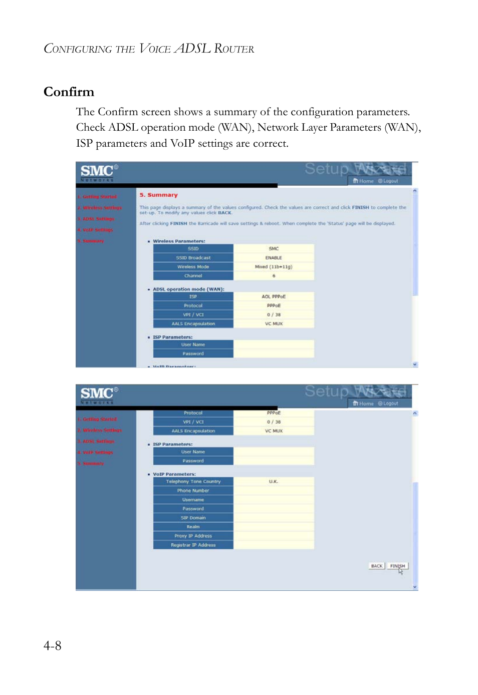 Confirm, Confirm -8 | SMC Networks Barricade SMC7908VoWBRA2 User Manual | Page 44 / 151