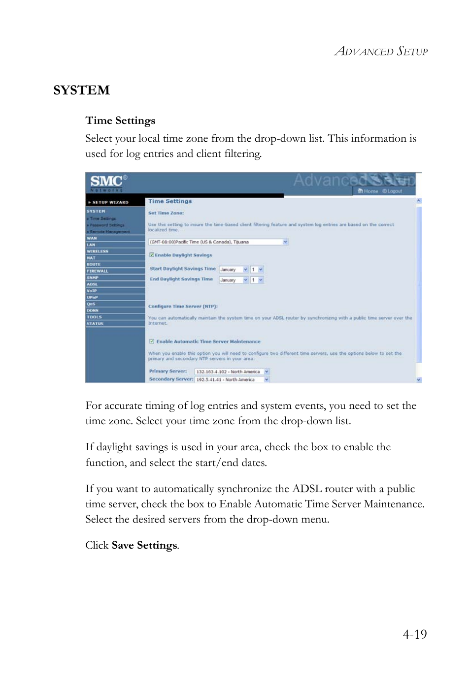 System, System -20, 19 system | SMC Networks Barricade SMC7908VoWBRA2 User Manual | Page 55 / 151