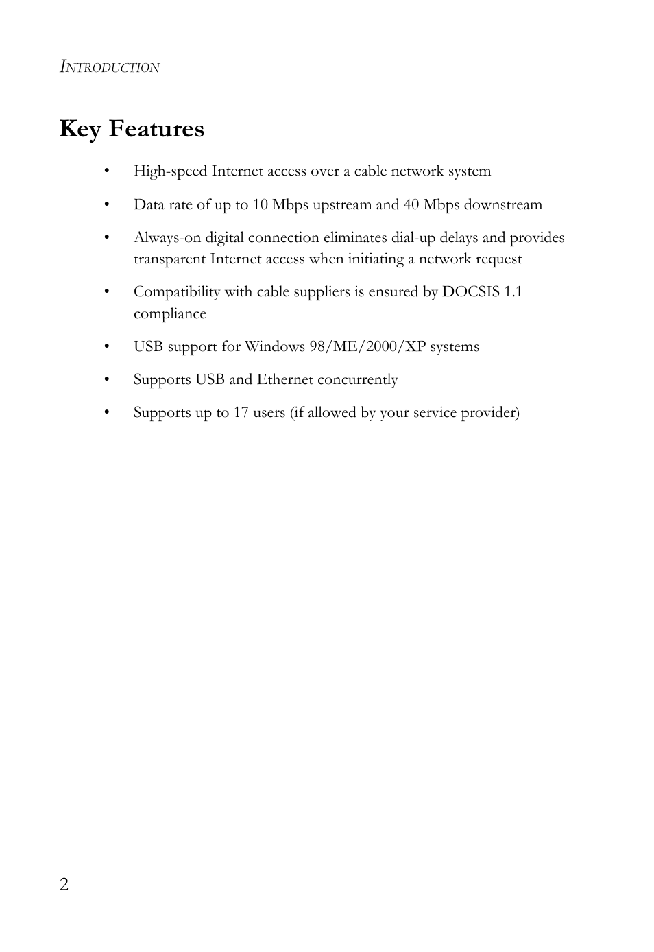 Key features | SMC Networks SMC8011CM User Manual | Page 10 / 36