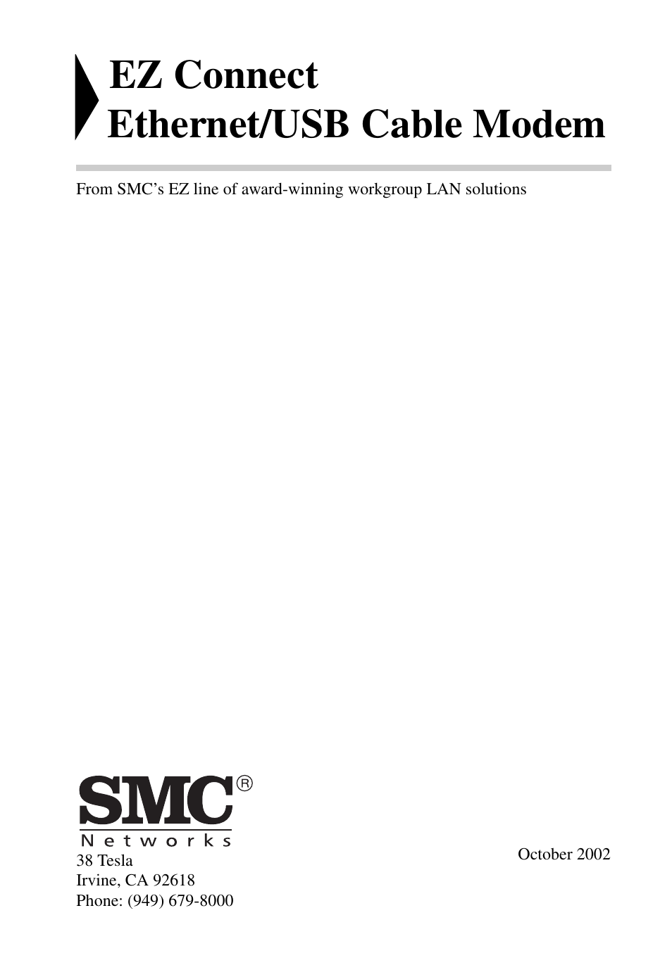 Ez connect ethernet/usb cable modem | SMC Networks SMC8011CM User Manual | Page 2 / 36