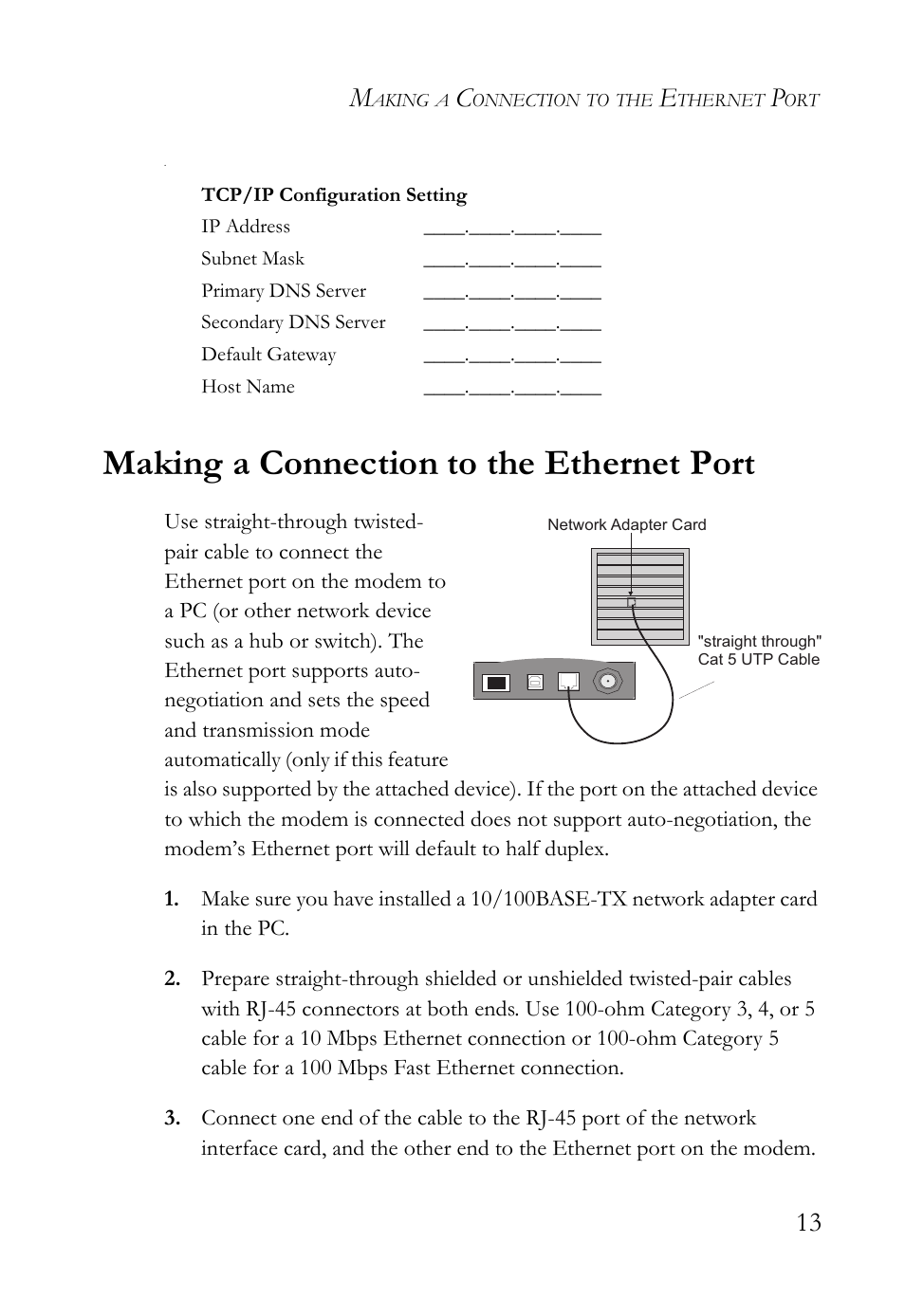 Making a connection to the ethernet port | SMC Networks SMC8011CM User Manual | Page 21 / 36