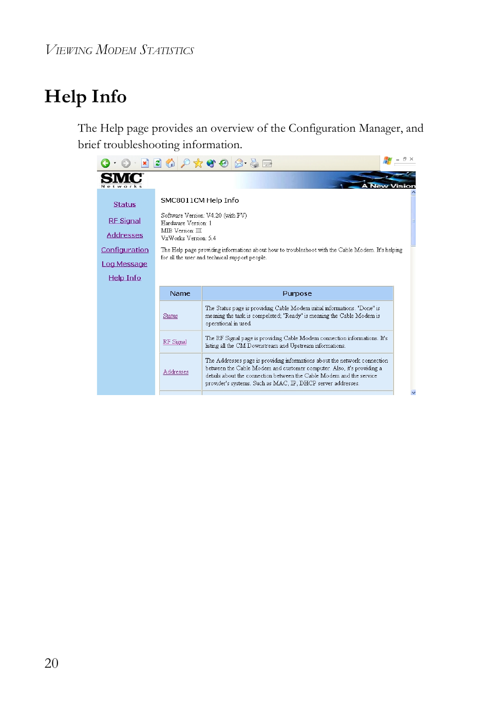 Help info | SMC Networks SMC8011CM User Manual | Page 28 / 36