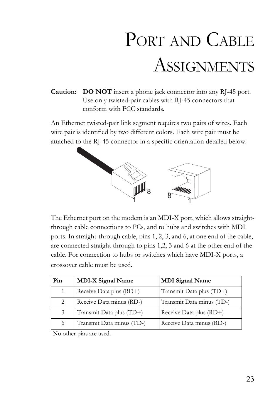 Port and cable assignments, Able, Ssignments | SMC Networks SMC8011CM User Manual | Page 31 / 36