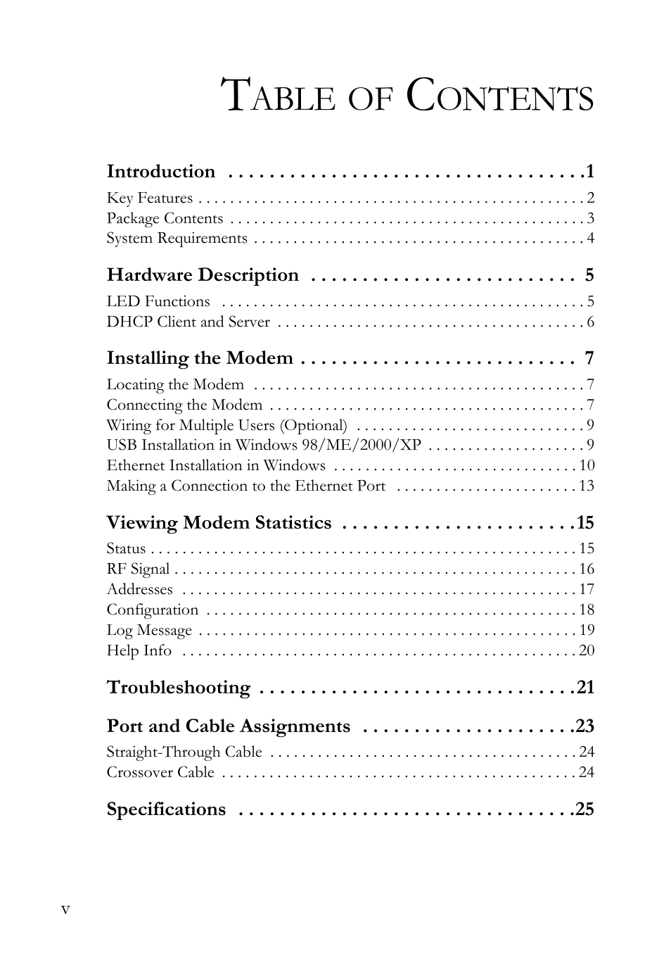 Able, Ontents | SMC Networks SMC8011CM User Manual | Page 8 / 36