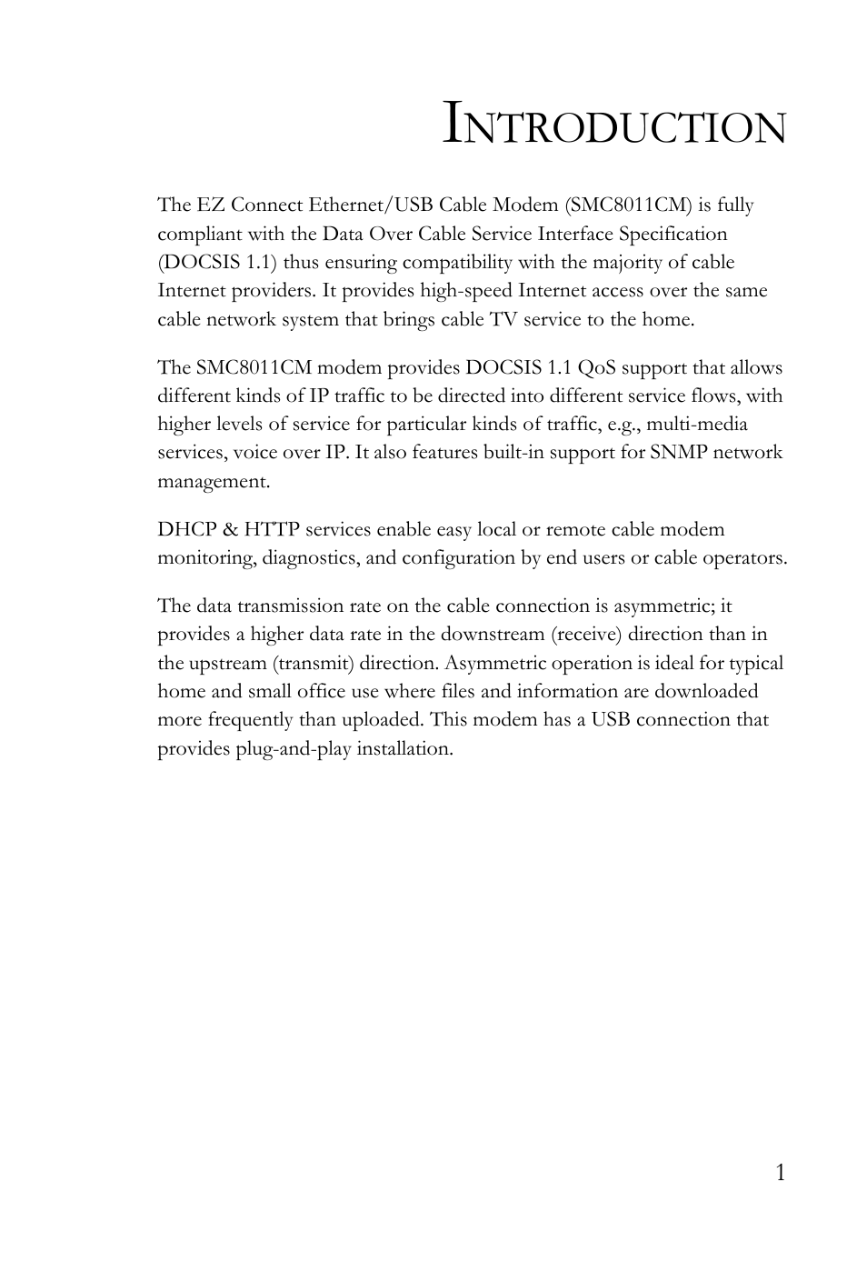 Introduction, Ntroduction | SMC Networks SMC8011CM User Manual | Page 9 / 36