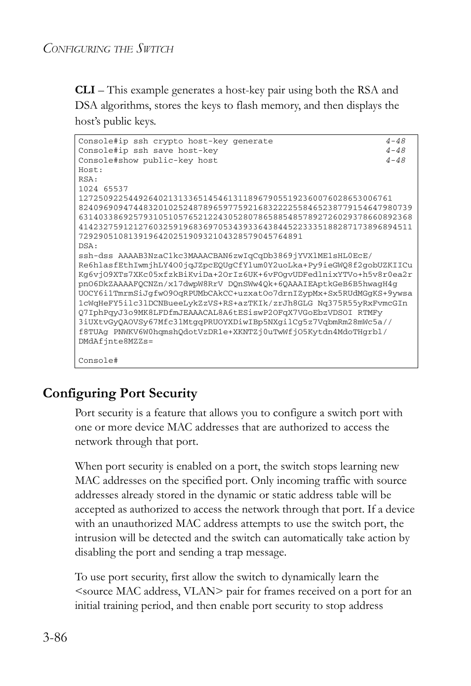 Configuring port security, Configuring port security -86 | SMC Networks SMC Tiger 10/100 SMC6128L2 User Manual | Page 140 / 606
