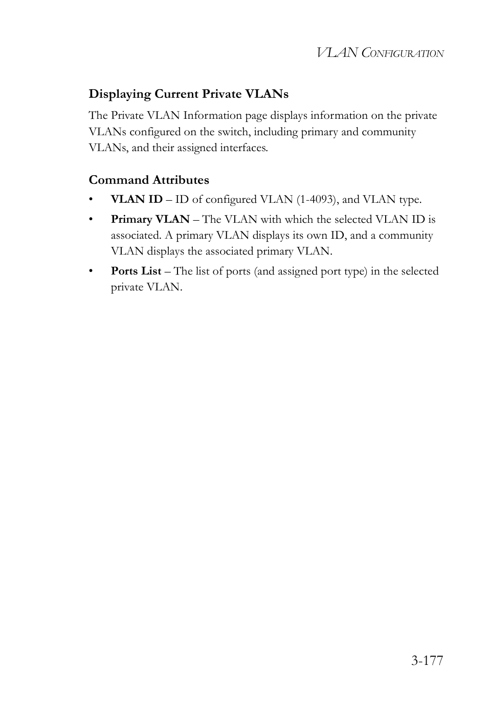 Displaying current private vlans, Displaying current private vlans -177, Vlan c | SMC Networks SMC Tiger 10/100 SMC6128L2 User Manual | Page 231 / 606