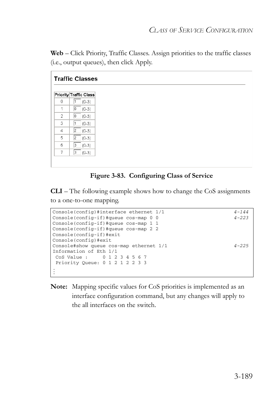 Figure 3-83. configuring class of service -189 | SMC Networks SMC Tiger 10/100 SMC6128L2 User Manual | Page 243 / 606