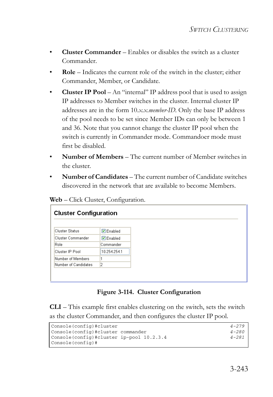 Figure 3-114. cluster configuration -243 | SMC Networks SMC Tiger 10/100 SMC6128L2 User Manual | Page 297 / 606