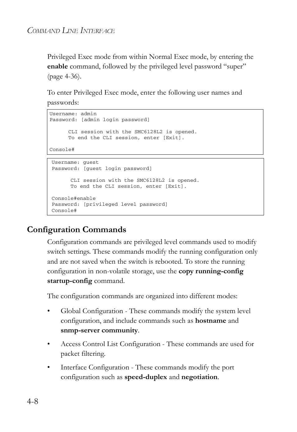 Configuration commands, Configuration commands -8 | SMC Networks SMC Tiger 10/100 SMC6128L2 User Manual | Page 308 / 606