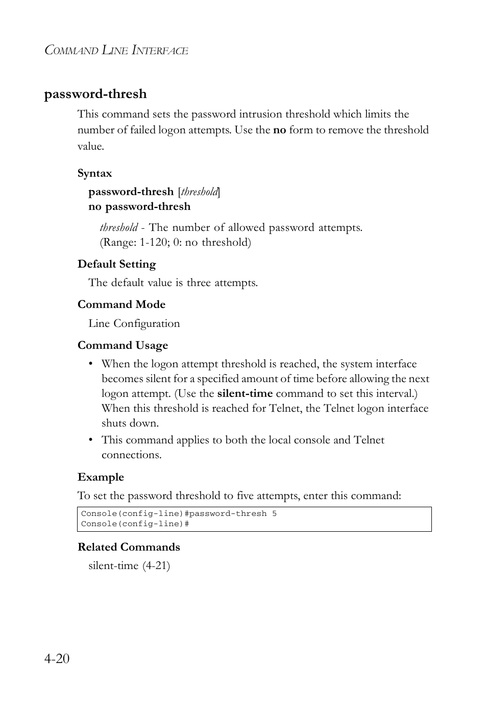 Password-thresh, Password-thresh -20, 20 password-thresh | SMC Networks SMC Tiger 10/100 SMC6128L2 User Manual | Page 320 / 606