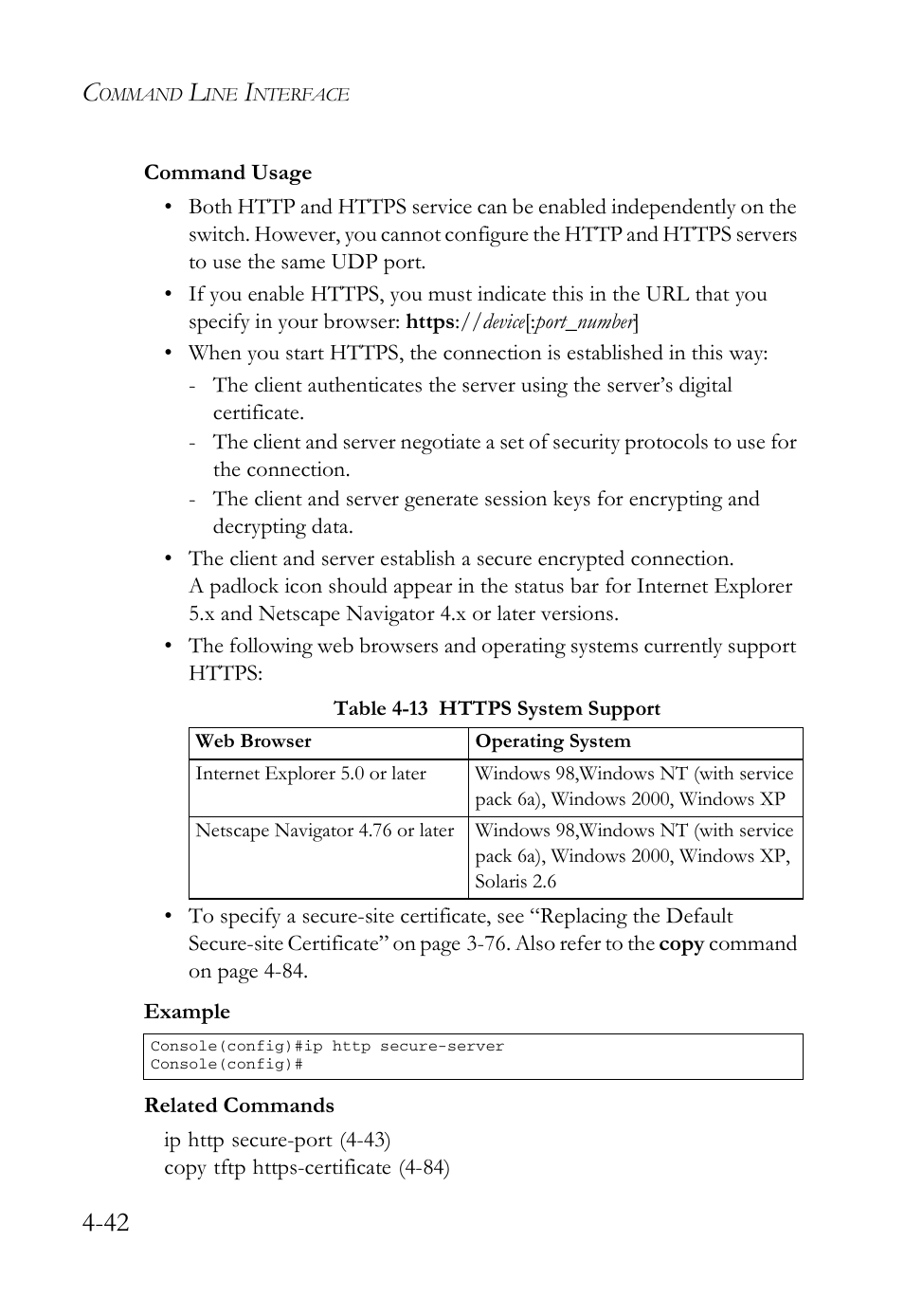 Table 4-13 https system support -42 | SMC Networks SMC Tiger 10/100 SMC6128L2 User Manual | Page 342 / 606