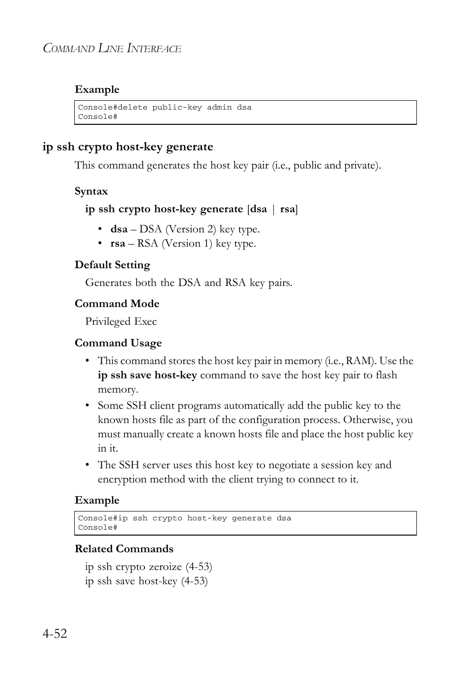 Ip ssh crypto host-key generate, Ip ssh crypto host-key generate -52 | SMC Networks SMC Tiger 10/100 SMC6128L2 User Manual | Page 352 / 606