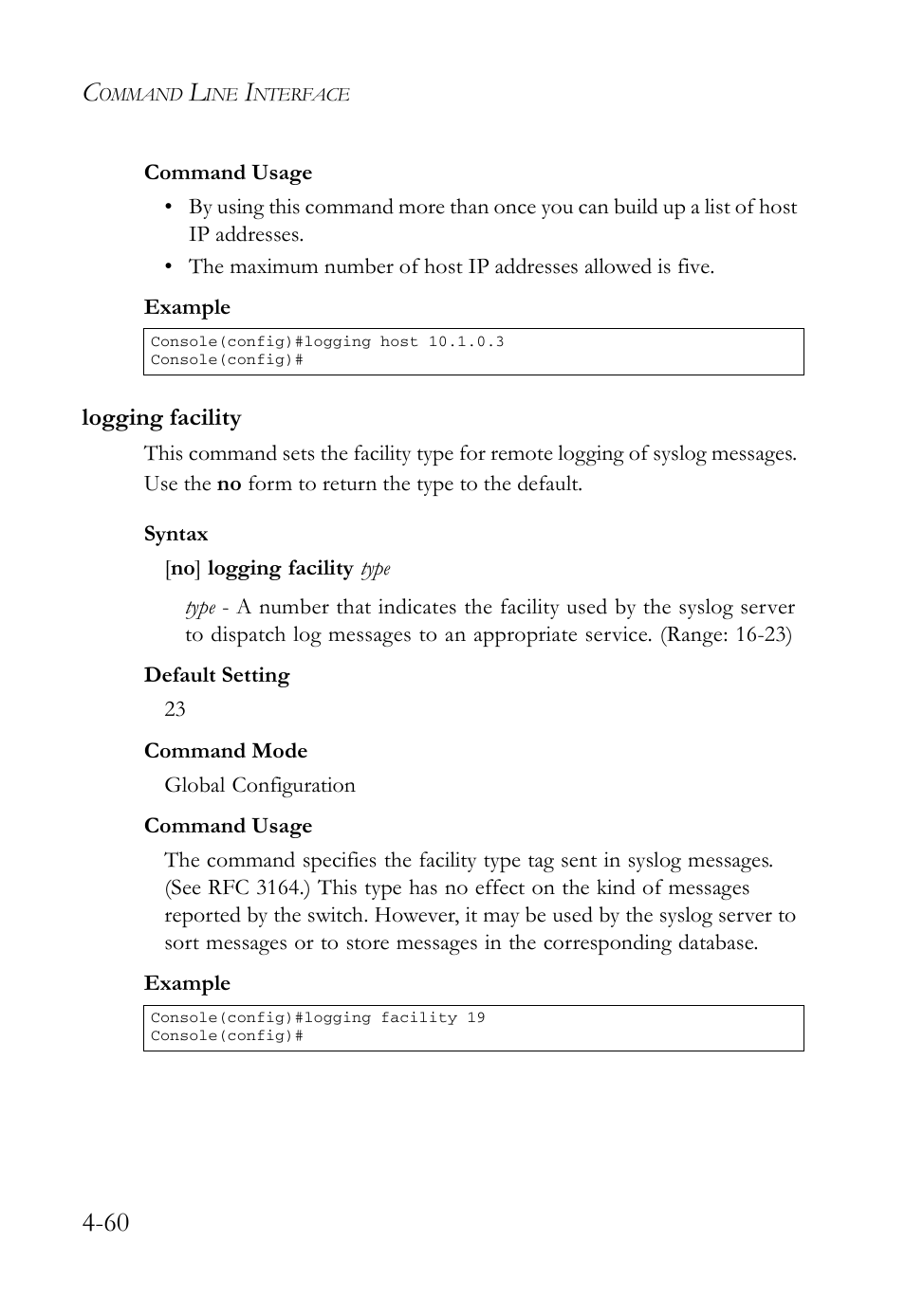 Logging facility, Logging facility -60 | SMC Networks SMC Tiger 10/100 SMC6128L2 User Manual | Page 360 / 606