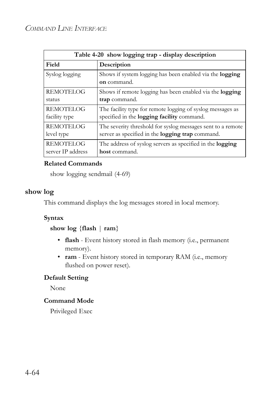 Show log, Show log -64 | SMC Networks SMC Tiger 10/100 SMC6128L2 User Manual | Page 364 / 606