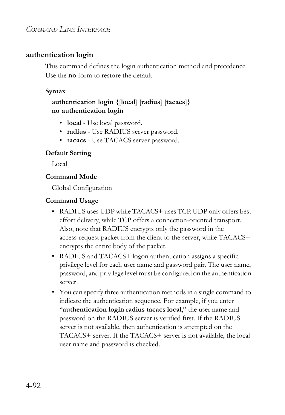 Authentication login, Authentication login -92, Authentication login co | SMC Networks SMC Tiger 10/100 SMC6128L2 User Manual | Page 392 / 606