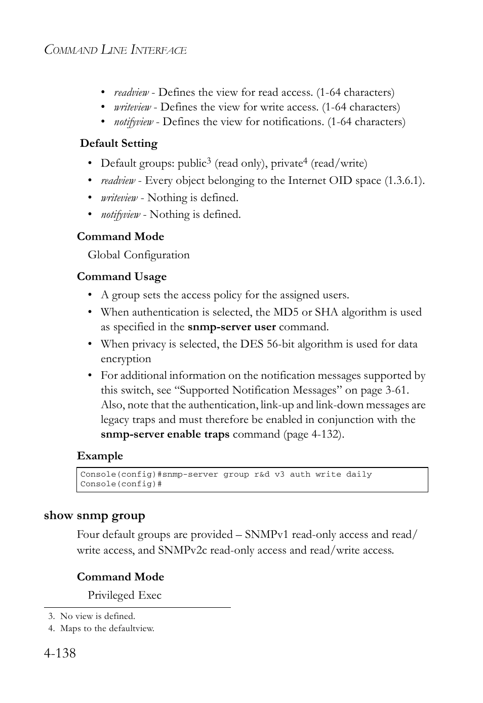 Show snmp group, Show snmp group -138 | SMC Networks SMC Tiger 10/100 SMC6128L2 User Manual | Page 438 / 606