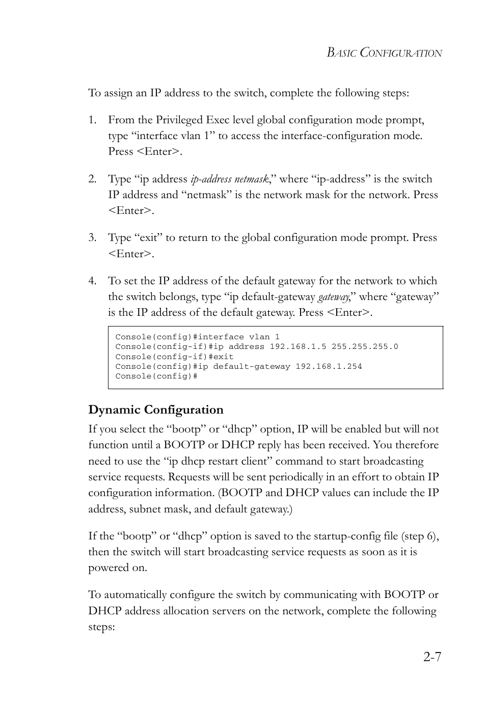 Dynamic configuration, Dynamic configuration -7 | SMC Networks SMC Tiger 10/100 SMC6128L2 User Manual | Page 47 / 606