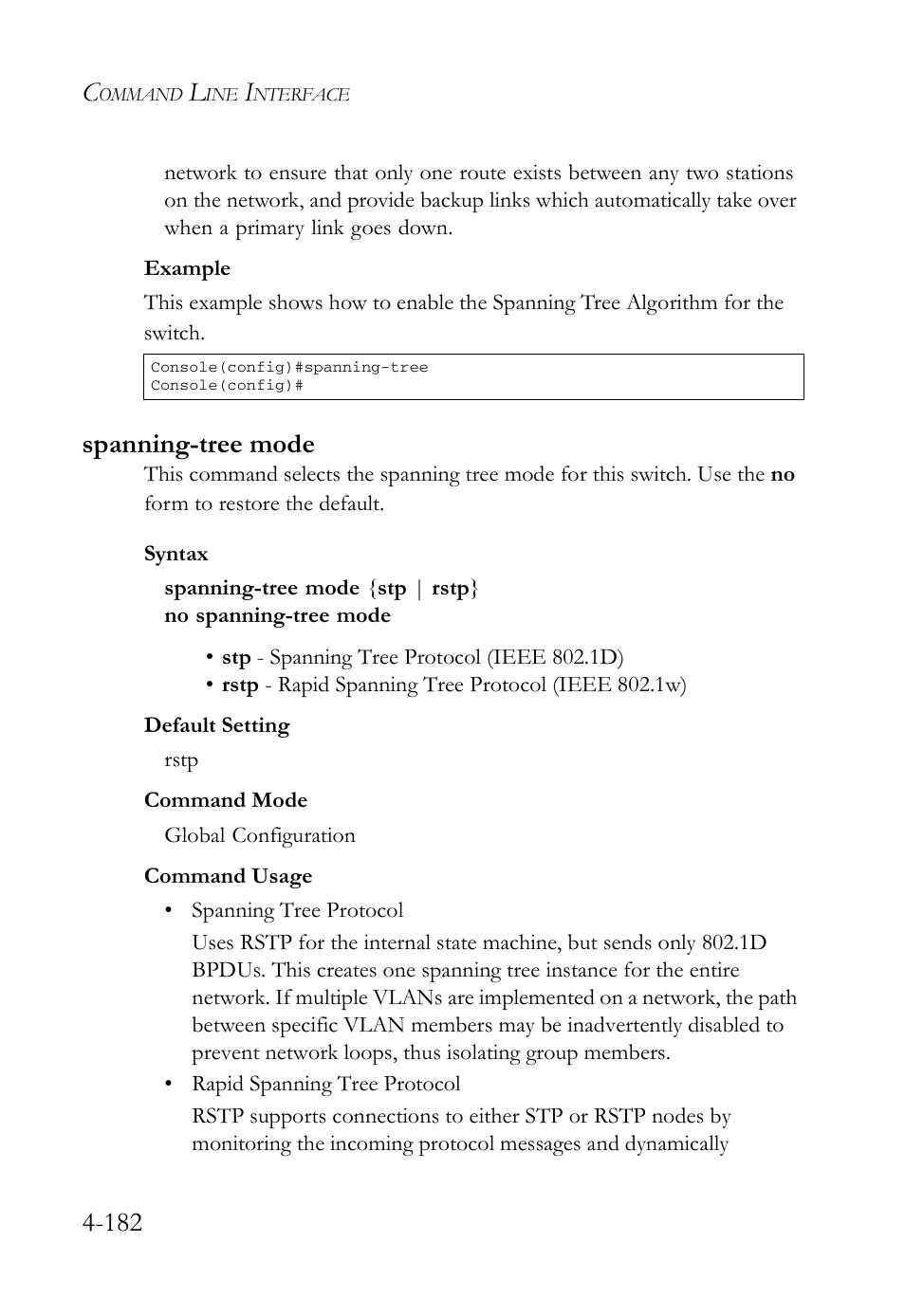 Spanning-tree mode, Spanning-tree mode -182 | SMC Networks SMC Tiger 10/100 SMC6128L2 User Manual | Page 482 / 606