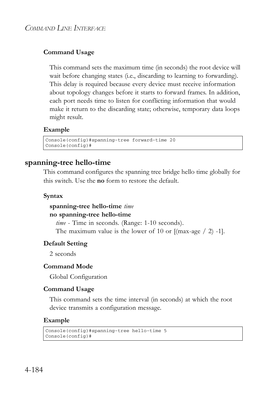 Spanning-tree hello-time, Spanning-tree hello-time -184 | SMC Networks SMC Tiger 10/100 SMC6128L2 User Manual | Page 484 / 606