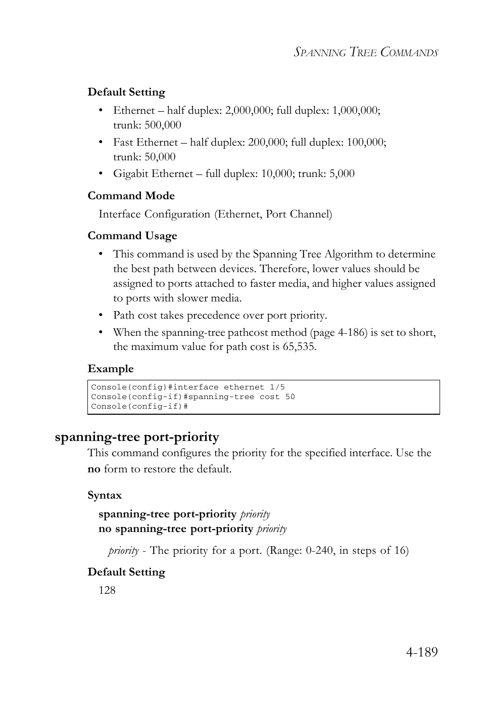 Spanning-tree port-priority, Spanning-tree port-priority -189 | SMC Networks SMC Tiger 10/100 SMC6128L2 User Manual | Page 489 / 606