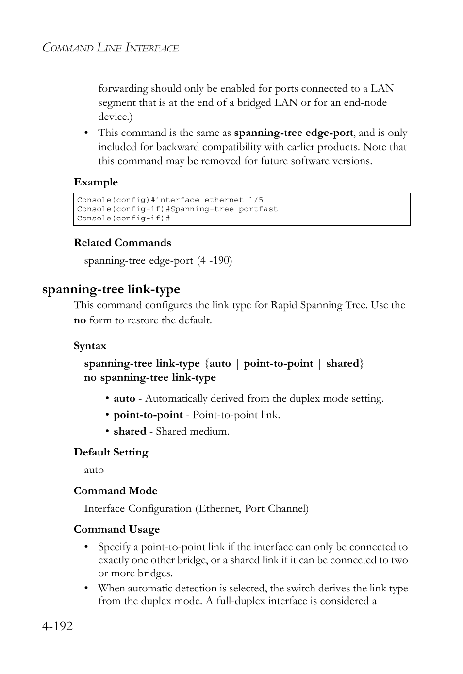 Spanning-tree link-type, Spanning-tree link-type -192 | SMC Networks SMC Tiger 10/100 SMC6128L2 User Manual | Page 492 / 606