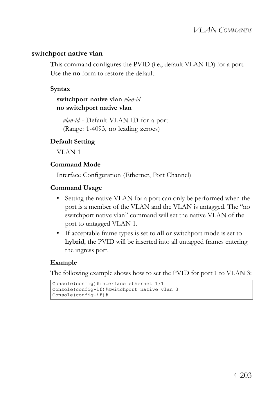 Switchport native vlan, Switchport native vlan -203, Vlan c | SMC Networks SMC Tiger 10/100 SMC6128L2 User Manual | Page 503 / 606