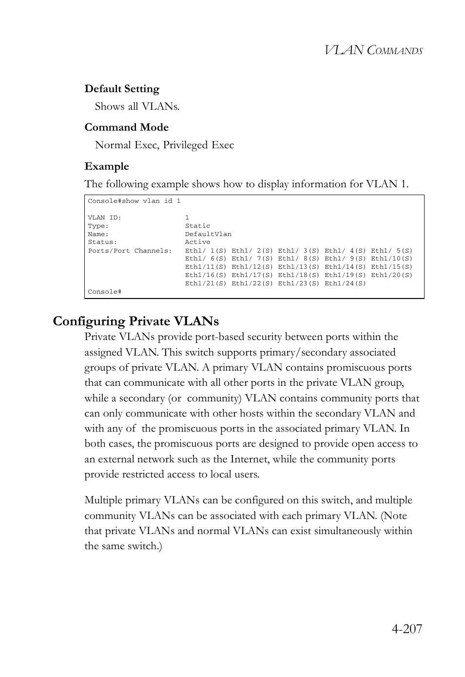 Configuring private vlans, Configuring private vlans -207, Vlan c | SMC Networks SMC Tiger 10/100 SMC6128L2 User Manual | Page 507 / 606