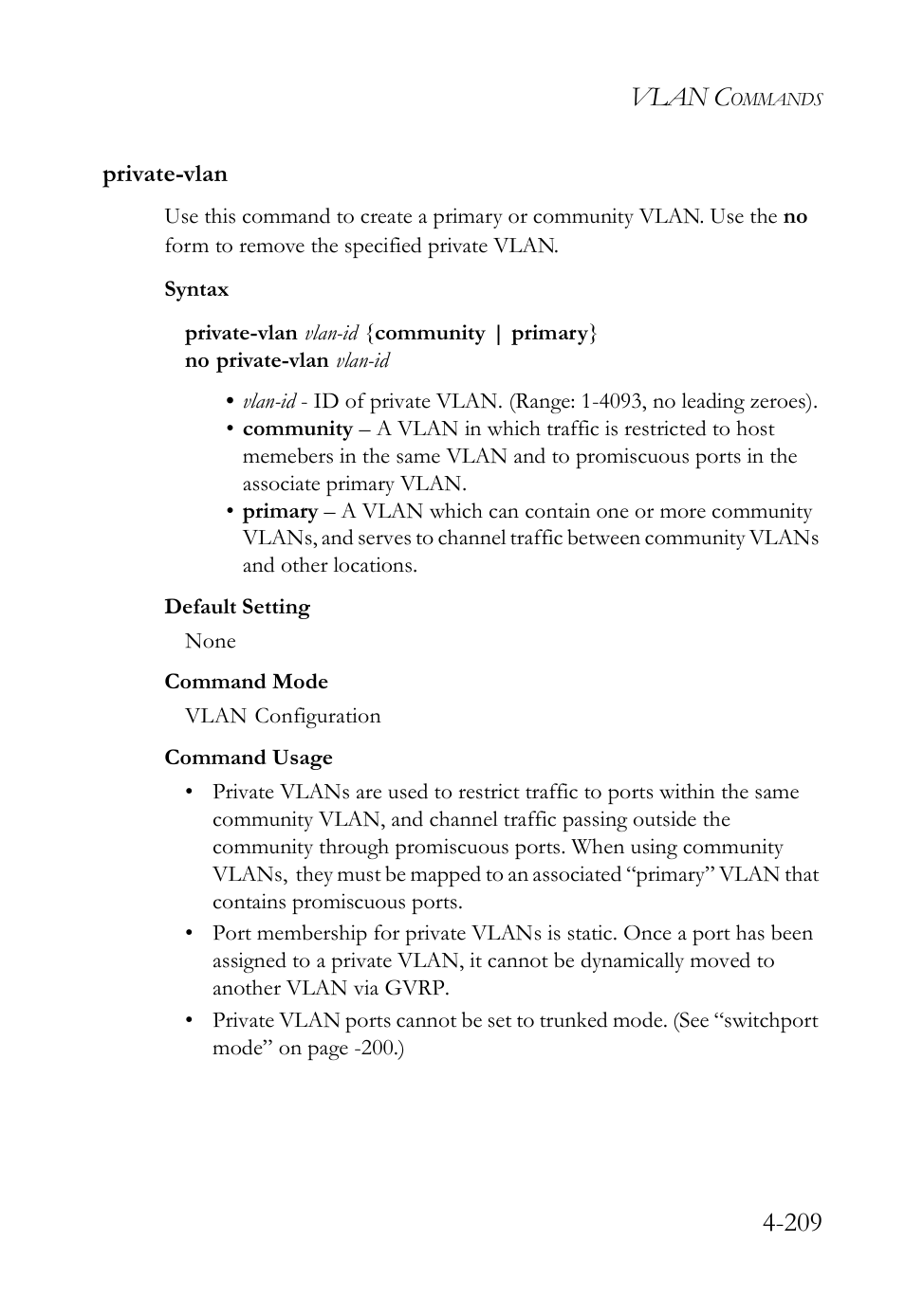 Private-vlan, Private-vlan -209, Vlan c | SMC Networks SMC Tiger 10/100 SMC6128L2 User Manual | Page 509 / 606